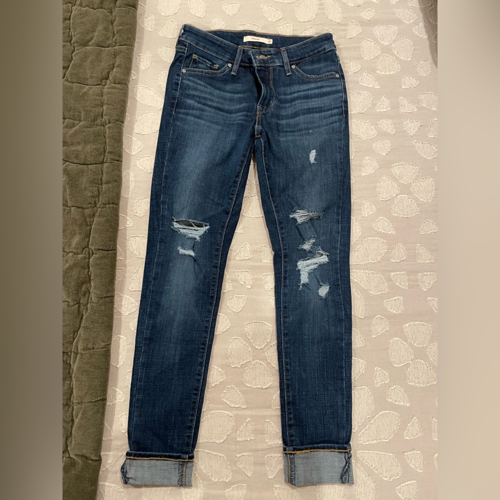 Levi's Blue Skinny Distressed Jeans
